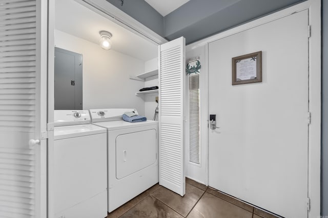 350 Peters Pt Unit L1, Hot Springs, AR 71913 - laundry room with separate washer and dryer, laundry area, dark tile patterned floors, and electric panel
