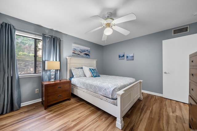 350 Peters Pt Unit L1, Hot Springs, AR 71913 - bedroom featuring visible vents, a ceiling fan, light wood-style flooring, and baseboards