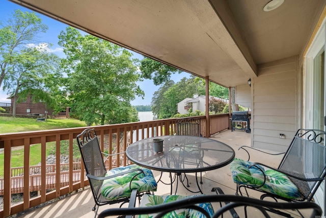 350 Peters Pt Unit L1, Hot Springs, AR 71913 - deck featuring outdoor dining area and a water view