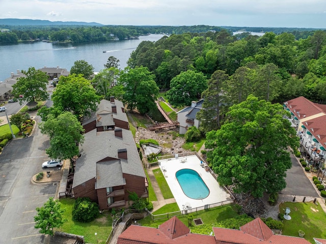 350 Peters Pt Unit L1, Hot Springs, AR 71913 - birds eye view of property with a water view and a wooded view