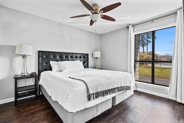 120 Catalina Cir Unit 2A, Hot Springs, AR 71913 - bedroom with baseboards, a ceiling fan, and wood finished floors