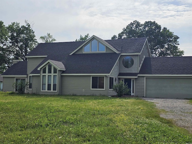 161 Funderburg Rd, Mineral Sprs, AR 71851 - view of front of home featuring roof with shingles, dirt driveway, an attached garage, and a front lawn