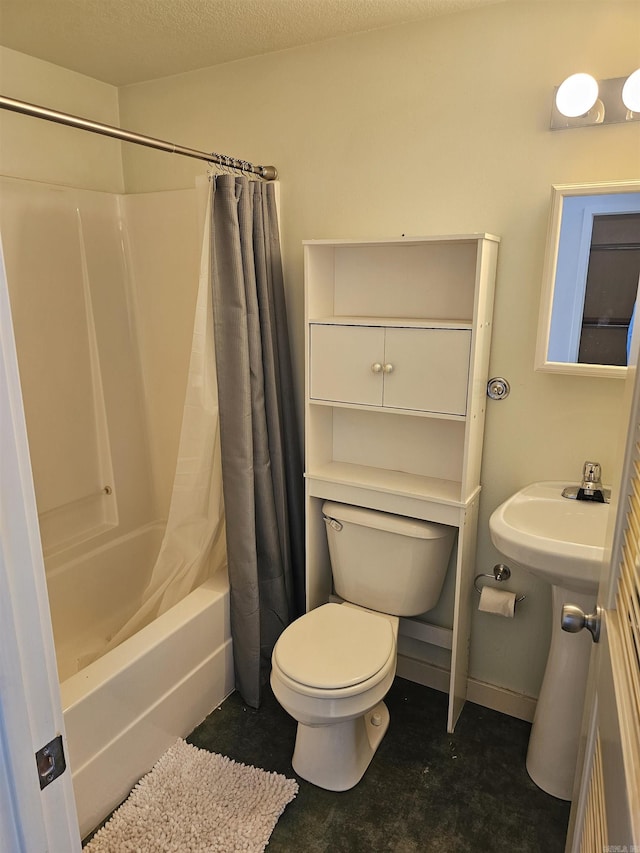 161 Funderburg Rd, Mineral Sprs, AR 71851 - full bathroom with toilet, a textured ceiling, and shower / bath combination with curtain