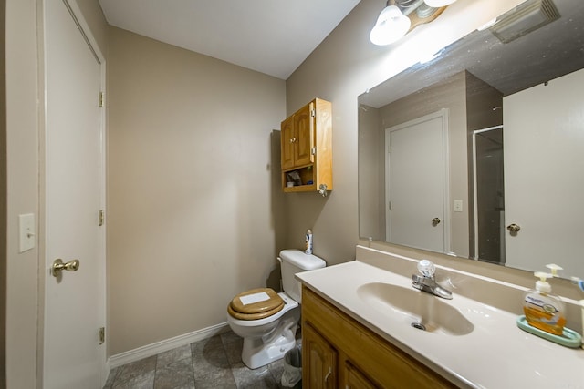 143 Hurricane Dr, Greers Ferry, AR 72067 - bathroom with toilet, baseboards, a shower, and vanity
