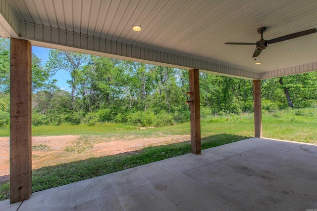view of patio / terrace featuring ceiling fan