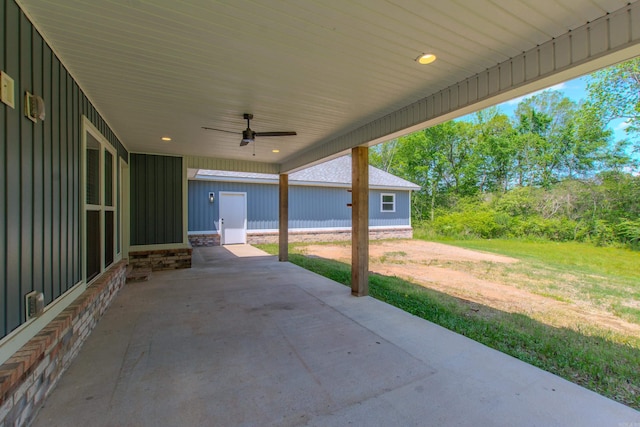 view of patio / terrace with ceiling fan