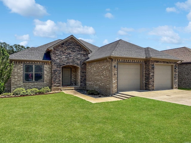 8 Sayde Ln, Sheridan, AR 72150 - french country inspired facade with a garage, a shingled roof, and a front lawn