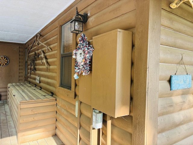 room details featuring log walls