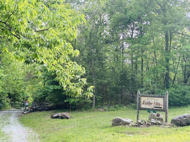 view of property's community with a lawn