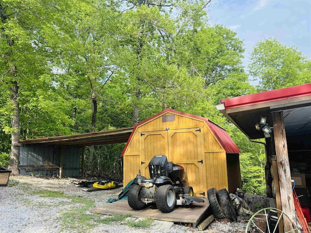 view of shed