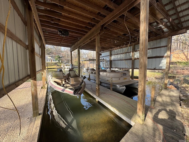 view of dock featuring boat lift
