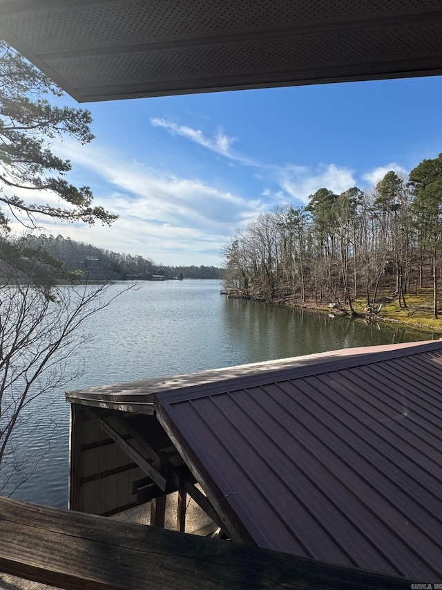 dock area featuring a water view