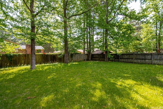 view of yard featuring a fenced backyard