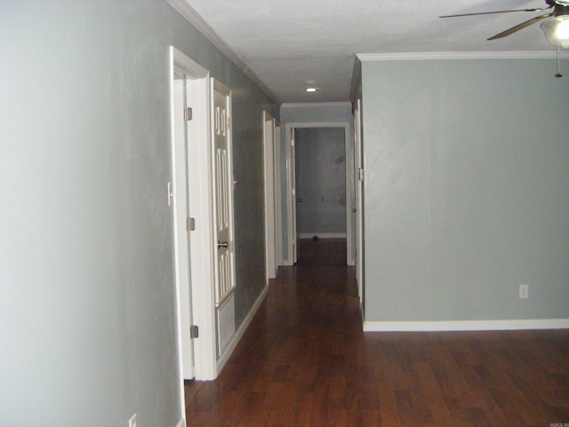 1526 Pine Manor Dr, Arkadelphia, AR 71923 - hallway featuring baseboards, ornamental molding, and wood finished floors
