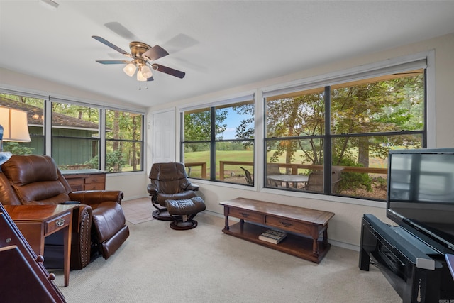 15 Tarifa Ln, Hot Springs Village, AR 71909 - living area with carpet floors and a ceiling fan