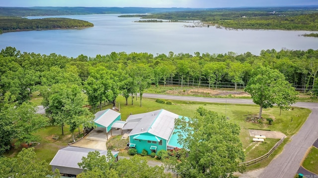 4 Long Hill Rd, Higden, AR 72067 - birds eye view of property with a water view and a forest view