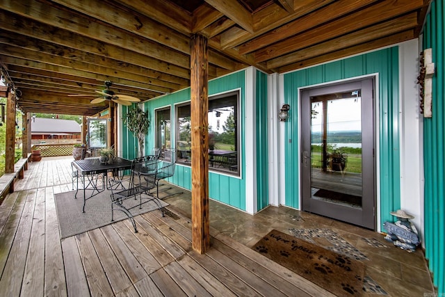 4 Long Hill Rd, Higden, AR 72067 - wooden deck featuring outdoor dining area and a ceiling fan