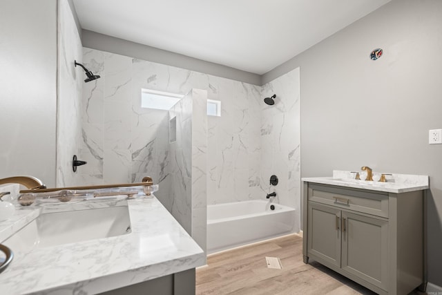609 S St, Hot Springs, AR 71913 - full bath with vanity, shower / bathtub combination, and wood finished floors