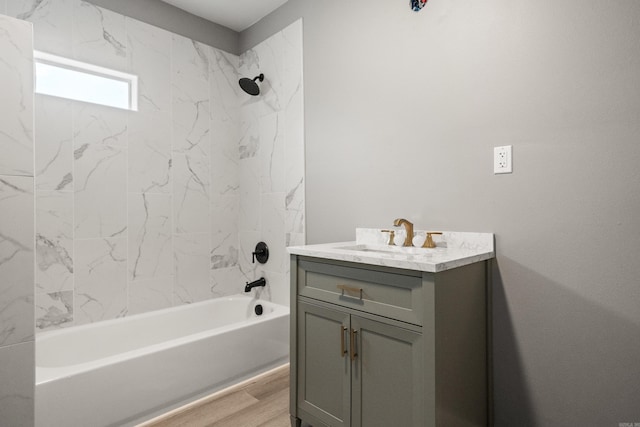 609 S St, Hot Springs, AR 71913 - bathroom featuring vanity,  shower combination, and wood finished floors