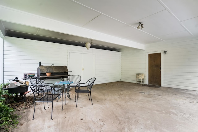 basement with wooden walls