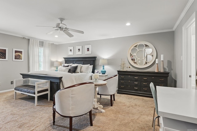 4109 Valley View Dr, Little Rock, AR 72212 - bedroom with baseboards, light carpet, and ornamental molding