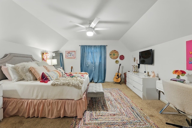 4109 Valley View Dr, Little Rock, AR 72212 - bedroom with carpet, ceiling fan, and vaulted ceiling