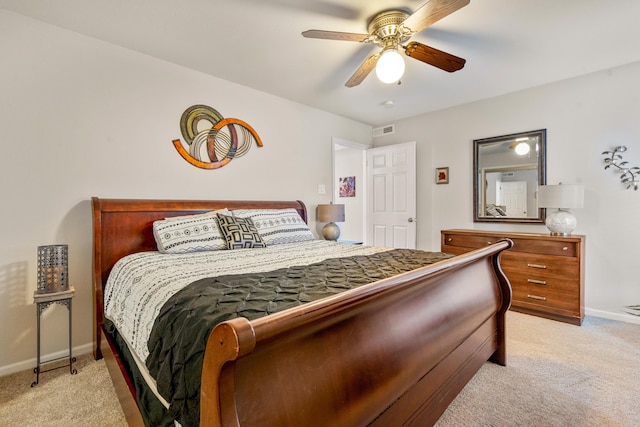 101 Long Island Dr, Hot Springs, AR 71913 - bedroom featuring baseboards, ceiling fan, light carpet, and visible vents