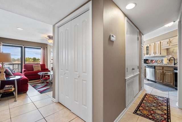 101 Long Island Dr, Hot Springs, AR 71913 - hall featuring a sink, recessed lighting, and light tile patterned flooring