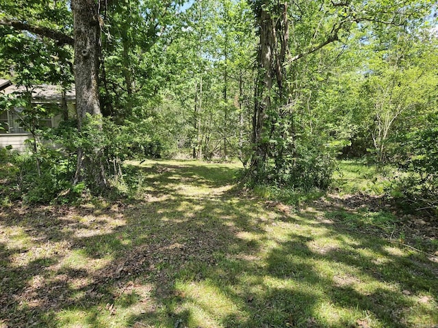 view of landscape featuring a wooded view