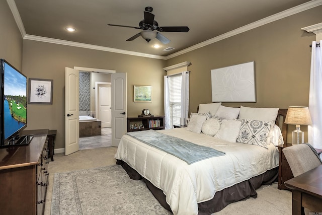 26 Epernay Cir, Little Rock, AR 72223 - bedroom with visible vents, crown molding, carpet floors, baseboards, and recessed lighting