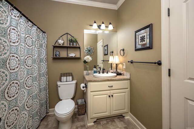 26 Epernay Cir, Little Rock, AR 72223 - full bathroom with crown molding, tile patterned flooring, baseboards, vanity, and toilet