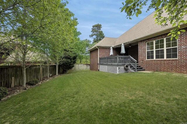 26 Epernay Cir, Little Rock, AR 72223 - view of yard featuring a fenced backyard and a wooden deck