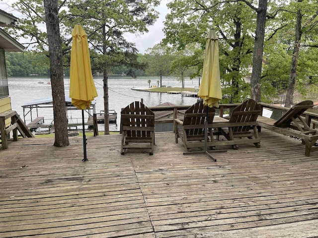 deck with a water view