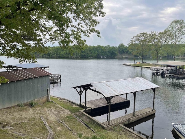 dock area featuring a water view