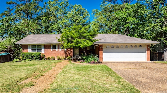 416 Ivory Dr, Little Rock, AR 72205 - ranch-style home featuring brick siding, driveway, a front lawn, and a garage