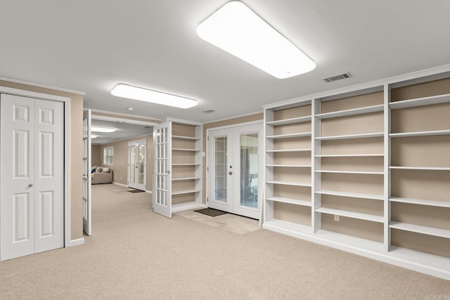 416 Ivory Dr, Little Rock, AR 72205 - interior space featuring french doors, carpet flooring, and visible vents