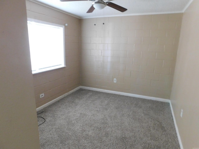 215 E 22nd St, Little Rock, AR 72206 - carpeted spare room featuring crown molding, a ceiling fan, and baseboards