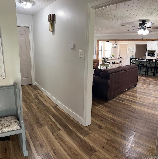 885 Mount Carmel Rd, Cabot, AR 72023 - hall with dark wood finished floors and baseboards