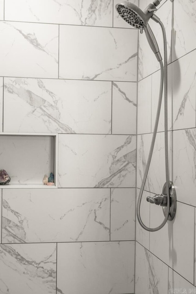 interior details with tiled shower
