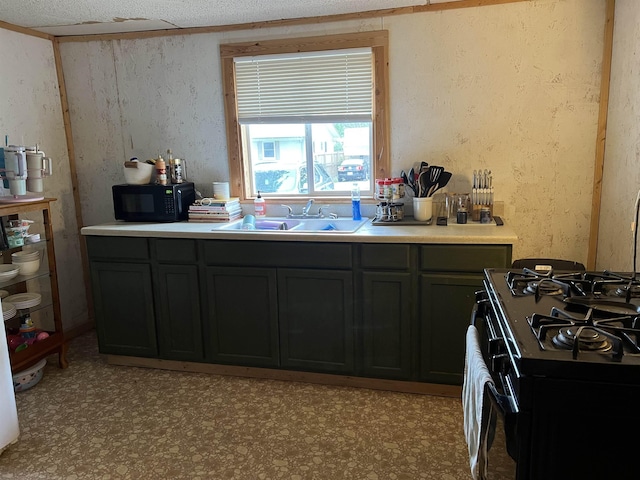 1008 Lange St, Leachville, AR 72438 - kitchen with a sink, light floors, black appliances, and light countertops