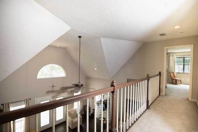 6311 Country Ln, Pine Bluff, AR 71603 - corridor featuring recessed lighting, carpet flooring, lofted ceiling, and visible vents