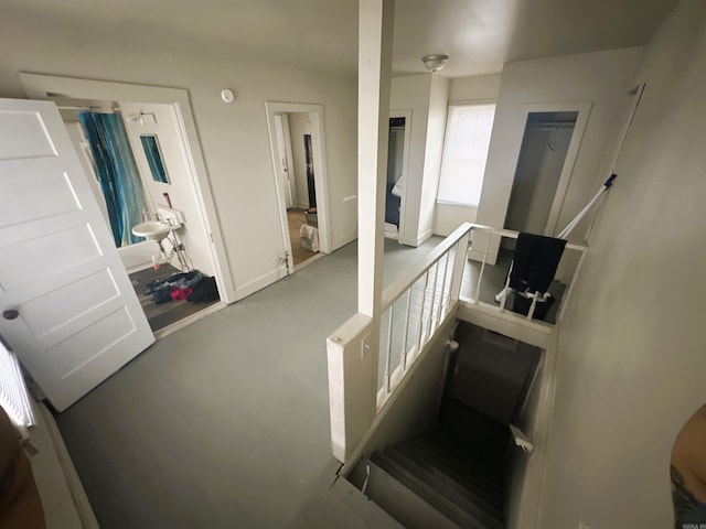 stairway with baseboards