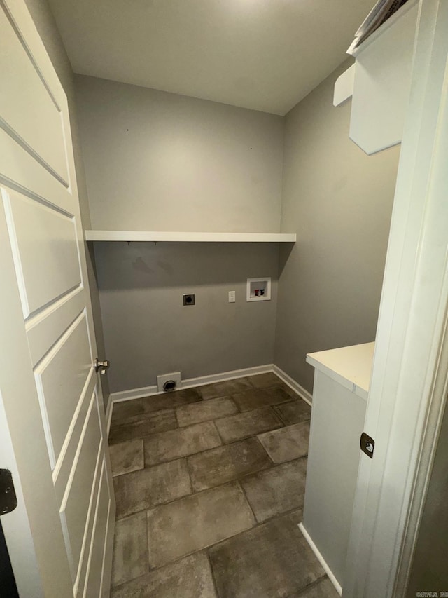 4321 Sloan, Alexander, AR 72002 - clothes washing area featuring stone finish floor, hookup for an electric dryer, laundry area, and baseboards