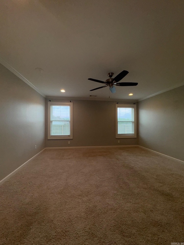 4321 Sloan, Alexander, AR 72002 - spare room with ceiling fan, crown molding, baseboards, carpet, and recessed lighting