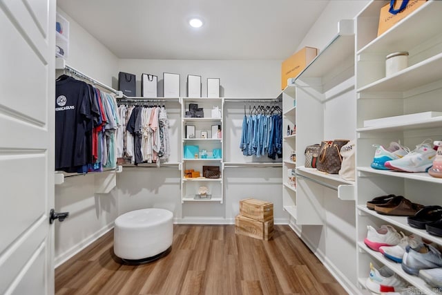 spacious closet featuring wood finished floors