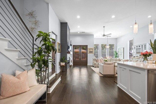 702 Wildcreek Cir, Little Rock, AR 72223 - interior space featuring stairway, recessed lighting, and dark wood-style floors