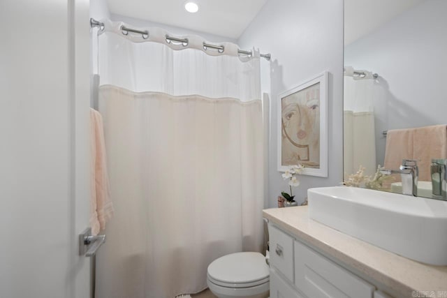 702 Wildcreek Cir, Little Rock, AR 72223 - bathroom with vanity, recessed lighting, shower / tub combo, and toilet