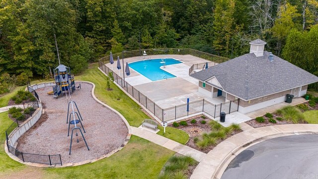 702 Wildcreek Cir, Little Rock, AR 72223 - birds eye view of property with a forest view