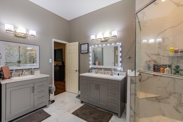 2820 Mossy Creek Dr, Little Rock, AR 72211 - full bathroom featuring a sink, a marble finish shower, and marble finish floor