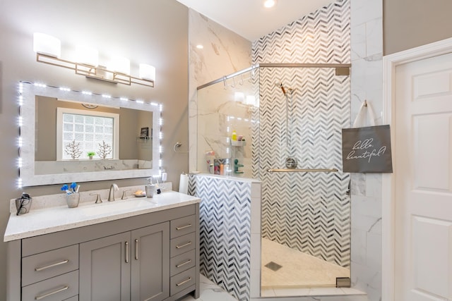 2820 Mossy Creek Dr, Little Rock, AR 72211 - bathroom with a walk in shower and vanity